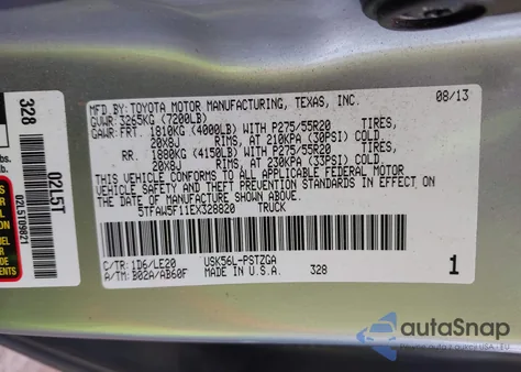 2014 Toyota Tundra Platinum 5.7L V8 from USA, damaged, VIN 5TFAW5F11EX328820